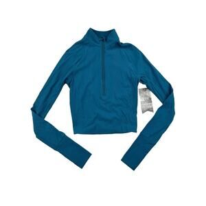 Stori - Elevate Half Zip Ribbed Top in Abyss Blue